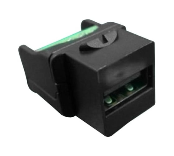 Вставка Hyperline KJ1-USB-A2-SCRW-BK формата Keystone Jack USB 2.0 (Type A) под винт, ROHS, черная 251289