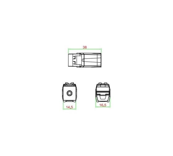 Вставка Hyperline KJ1-TRS-V3.5-WH формата Keystone Jack с проходным адаптером TRS 3.5 мм, 90 градусов, ROHS, белая 247405