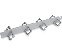 Горизонтальный кабельный органайзер Cabeus 19" 1U двухсторонний, 8 пластиковых колец под углом 45 градусов JB08-1U-45-GY