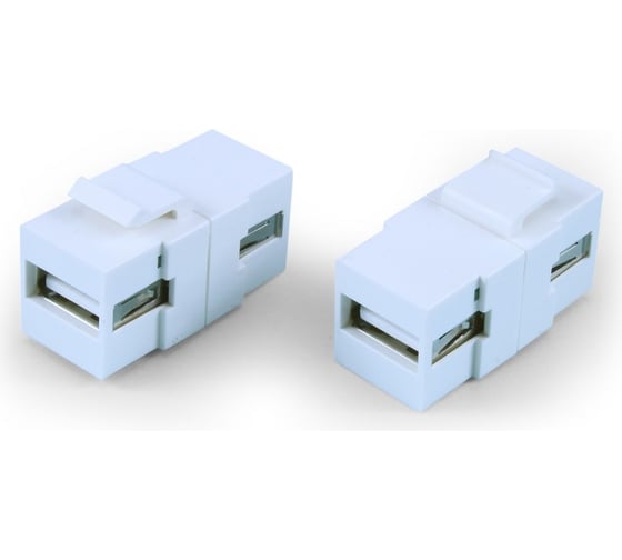 Вставка Hyperline KJ1-USB-A2-WH формата Keystone Jack с проходным адаптером USB 2.0 (Type A), ROHS, белая 247122
