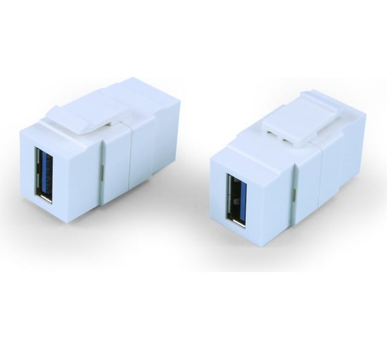 Вставка Hyperline KJ1-USB-A3-WH формата Keystone Jack с проходным адаптером USB 3.0 (Type A), ROHS, белая 247150 1