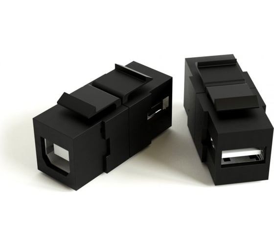 Вставка Hyperline KJ1-USB-A-B2-BK формата Keystone Jack с проходным адаптером USB 2.0 (Type A-B), ROHS, черная 251215