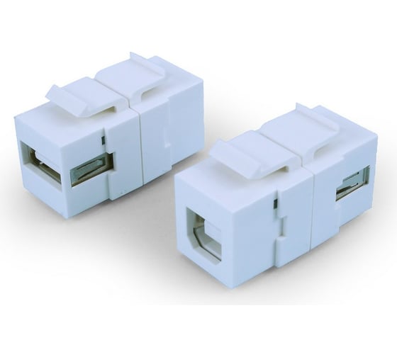 Вставка Hyperline KJ1-USB-A-B2-WH формата Keystone Jack с проходным адаптером USB 2.0 (Type A-B), ROHS, белая 247142