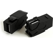 Вставка Hyperline KJ1-USB-VA2-BK формата Keystone Jack с проходным адаптером USB 2.0 (Type A), 90 градусов, ROHS, черная 251218