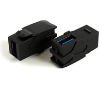 Вставка Hyperline KJ1-USB-VA3-BK формата Keystone Jack с проходным адаптером USB 3.0 (Type A), 90 градусов, ROHS, черная 251219