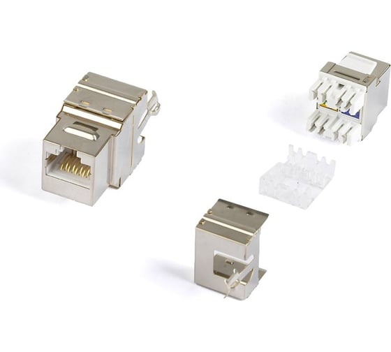 Вставка Hyperline KJ5-8P8C-C6-180-SH-F-WH (High-Bandwidth applications) Keystone Jack RJ-45(8P8C), категория 6, экранированная, тип 180 градусов, белая 29845 1