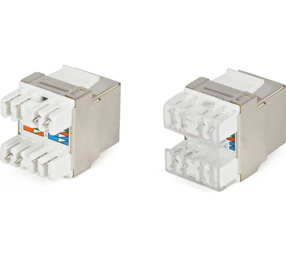 Вставка Hyperline KJ5-8P8C-C6-180-SH-F-WH (High-Bandwidth applications) Keystone Jack RJ-45(8P8C), категория 6, экранированная, тип 180 градусов, белая 29845