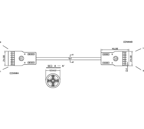 Патч-корд Hyperline PC-110-110-4P-C6-2M-GY 110 тип-110 тип, 4 пары, Cat.6, 2 м 38326