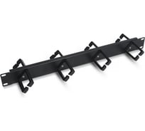 Горизонтальный кабельный органайзер Cabeus 19" 1U двухсторонний, 8 пластиковых колец под углом 45 градусов JB08-1U-45-BK