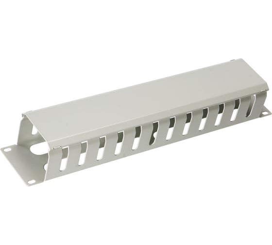 Кабельный органайзер Cabeus 19" 2U с крышкой, металлический, цвет серый (RAL7035) JB07-2U-GY 1