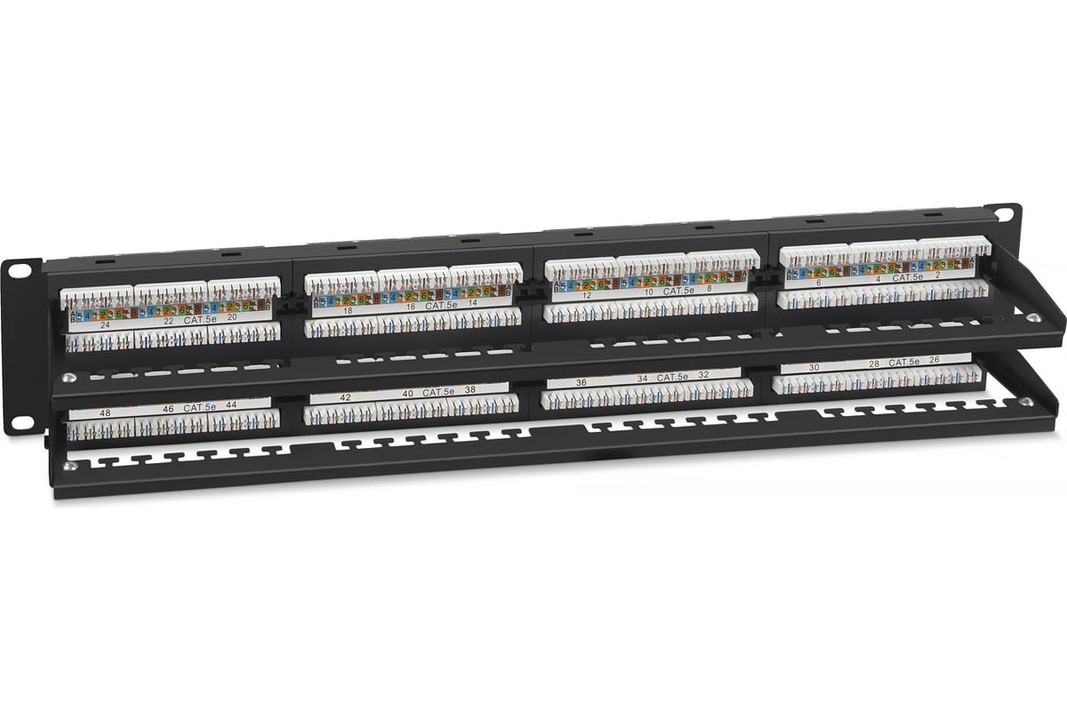 Патч-панель IDC Cabeus 19" (2U), 48 портов RJ-45, категория 5e, Dual ...