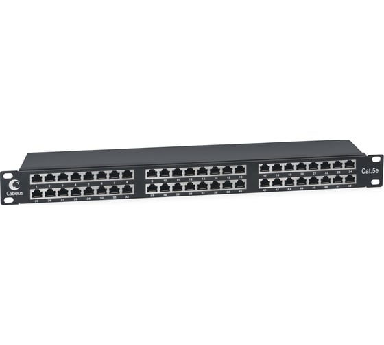 Патч-панель Cabeus высокой плотности 19" Высота (1U), 48 портов RJ-45, категория 5e, полностью экранированная, Dual IDC PLHD-48-Cat.5e-SH-Dual IDC-1U 1