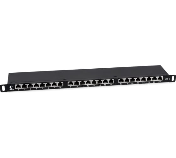 Патч-панель Cabeus высокой плотности 19" (0,5U), 24 порта RJ-45, категория 6, полностью экранированная, Dual IDC PLHD-24-Cat.6-SH-Dual-0,5U