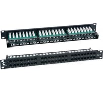 Патч-панель IDC-1U Cabeus высокой плотности 19", 1U, 48 портов RJ-45, категория 6, Dual IDC PLHD-48-Cat.6-Dual