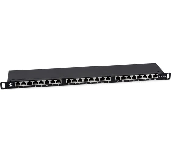 Патч-панель Cabeus высокой плотности 19" (0,5U), 24 порта RJ-45, категория 6а, полностью экранированная, Dual IDC PLHD-24-Cat.6a-SH-Dual-0,5U