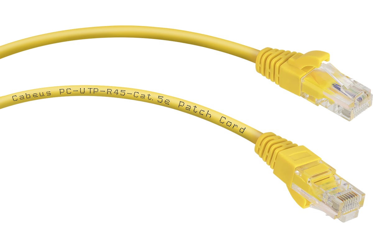 Кабель патч-корд U/UTP 5e кат. 1.5м Cabeus PC-UTP-RJ45-Cat.5e-1.5m-YL-LSZH