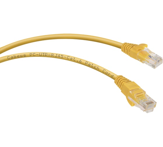 Неэкранированный патч-корд Cabeus U/UTP, категория 6, 2xRJ45/8p8c, желтый, PVC, 2м PC-UTP-RJ45-Cat.6-2m-YL 1