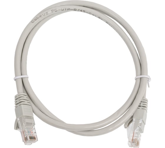 Неэкранированный патч-корд Cabeus U/UTP, категория 5е, 2xRJ45/8p8c, серый, PVC, 1м PC-UTP-RJ45-Cat.5e-1m 1