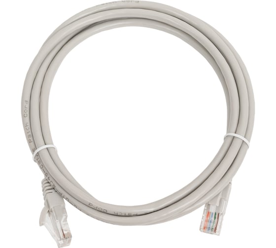 Неэкранированный патч-корд Cabeus U/UTP, категория 5е, 2xRJ45/8p8c, серый, PVC, 2м PC-UTP-RJ45-Cat.5e-2m 1