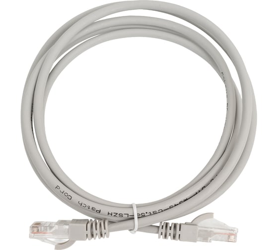Неэкранированный патч-корд Cabeus U/UTP, категория 5е, 2xRJ45/8p8c, серый, LSZH, 2м PC-UTP-RJ45-Cat.5e-2m-LSZH 1