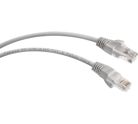 Неэкранированный патч-корд Cabeus U/UTP, категория 6, 2xRJ45/8p8c, серый, PVC, 3м PC-UTP-RJ45-Cat.6-3m 1