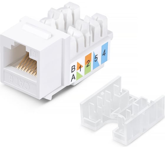 Вставка Keystone Cabeus Jack RJ-45, категория 6, заделка тип 110, белая, со стяжкой KJ-RJ45-Cat.6-90-SW
