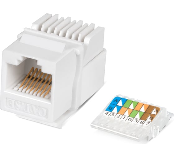 Вставка Keystone Cabeus Jack RJ-45(8P8C), категория 5e, без инструмента Toolless, белая KJ-RJ45-Cat.5e-Toolless
