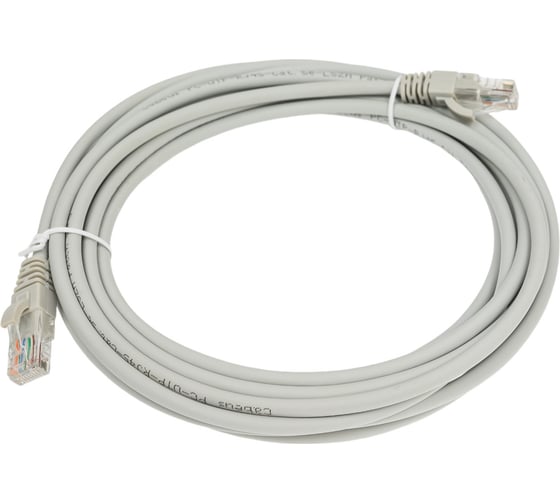 Неэкранированный патч-корд Cabeus U/UTP, категория 5е, 2xRJ45/8p8c, серый, LSZH, 5м PC-UTP-RJ45-Cat.5e-5m-LSZH