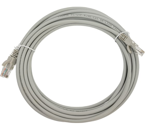 Неэкранированный патч-корд Cabeus U/UTP, категория 5е, 2xRJ45/8p8c, серый, LSZH, 5м PC-UTP-RJ45-Cat.5e-5m-LSZH
