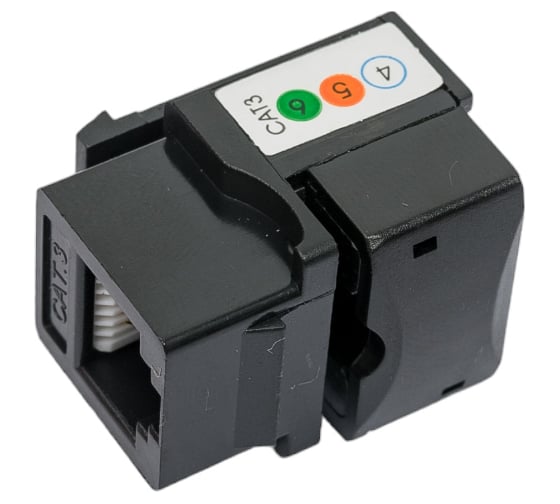 Вставка Degree Keystone Cabeus Jack, RJ-12(6P6C), угол 90 градусов, 110 IDC, черная KJ-RJ12-90-BK