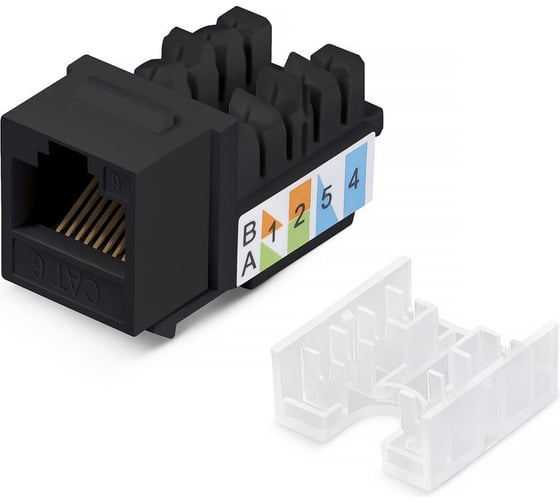 Вставка Keystone Cabeus Jack RJ-45, категория 6, заделка тип 110, черная, со стяжкой KJ-RJ45-Cat.6-90-SW-BK 1
