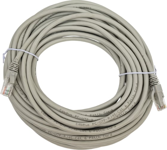 Неэкранированный патч-корд Cabeus U/UTP, категория 6, 2xRJ45/8p8c, серый, PVC, 15м PC-UTP-RJ45-Cat.6-15m