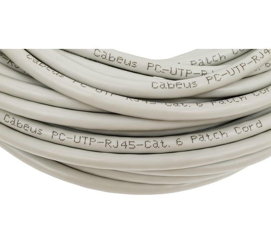 Неэкранированный патч-корд Cabeus U/UTP, категория 6, 2xRJ45/8p8c, серый, PVC, 15м PC-UTP-RJ45-Cat.6-15m