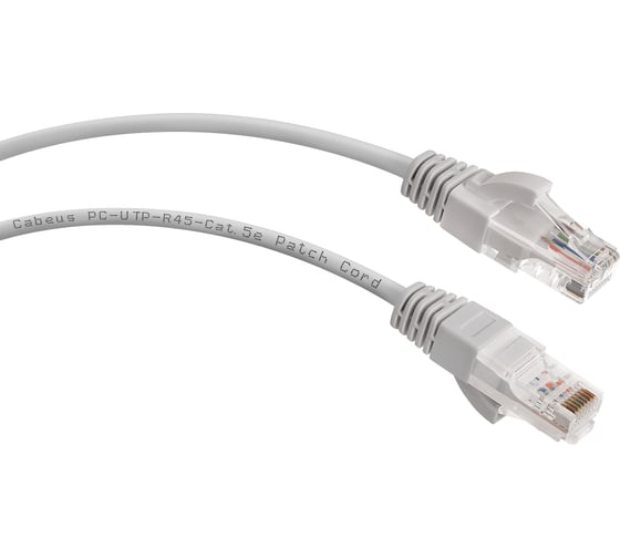Неэкранированный патч-корд Cabeus U/UTP, категория 5е, 2xRJ45/8p8c, серый, PVC, 1.5м PC-UTP-RJ45-Cat.5e-1.5m 1