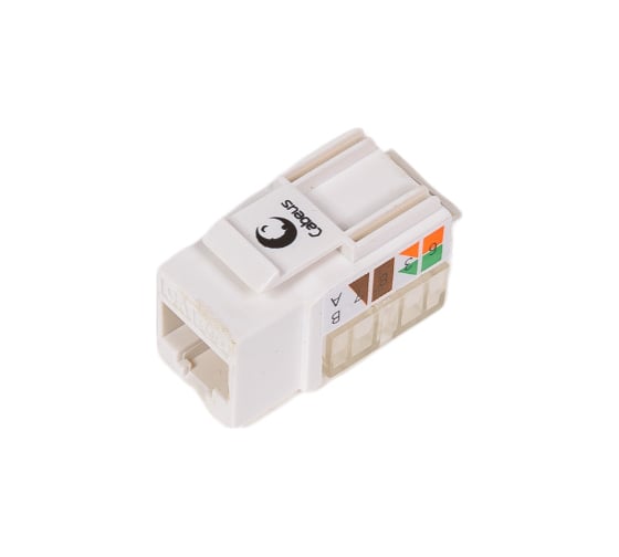 Вставка Keystone Cabeus Jack RJ-45, категория 5e, заделка 110 тип, белая, со стяжкой KJ-RJ45-Cat.5e-90-SW