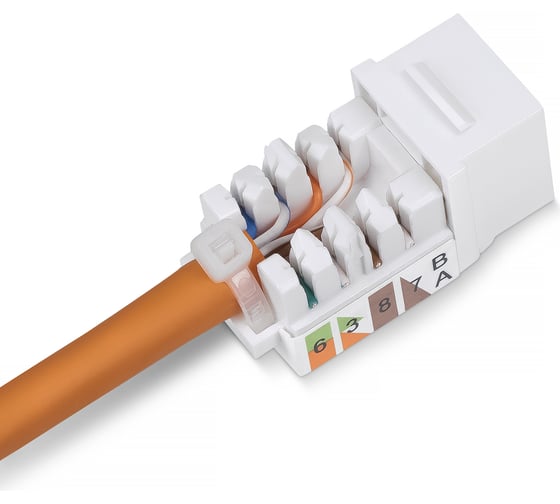 Вставка Keystone Cabeus Jack RJ-45, категория 5e, заделка 110 тип, белая, со стяжкой KJ-RJ45-Cat.5e-90-SW