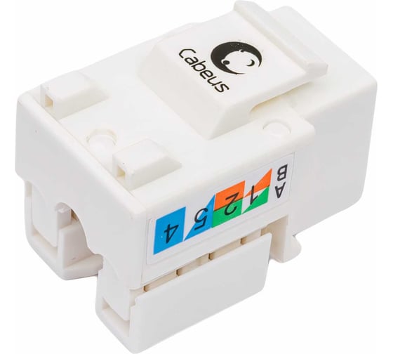 Вставка Keystone Cabeus Jack RJ-45, категория 5e, заделка тип 110, белая KJ-RJ45-Cat.5e-90