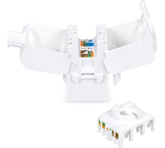 Вставка Keystone Cabeus Jack RJ-45(8P8C), 180 градусов, категория 5e, без инструмента Toolless, белая KJ-RJ45-Cat.5e-180-Toolless