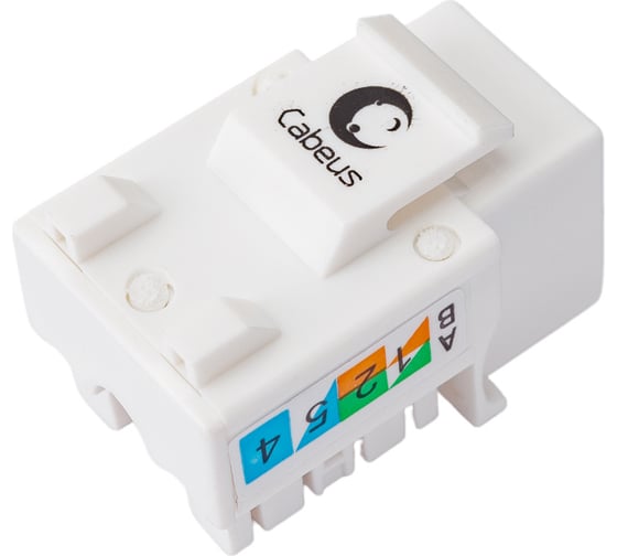 Вставка Keystone Cabeus Jack RJ-45, категория 6, заделка тип 110, белая KJ-RJ45-Cat.6-90