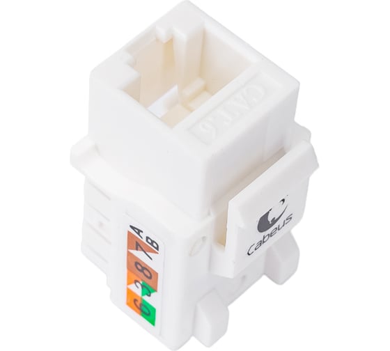 Вставка Keystone Cabeus Jack RJ-45, категория 6, заделка тип 110, белая KJ-RJ45-Cat.6-90