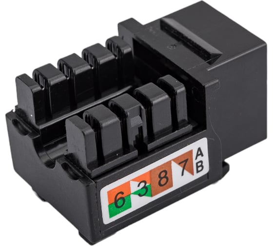 Вставка Keystone Cabeus Jack RJ-45, категория 5e, заделка тип 110, черная KJ-RJ45-Cat.5e-90-BK