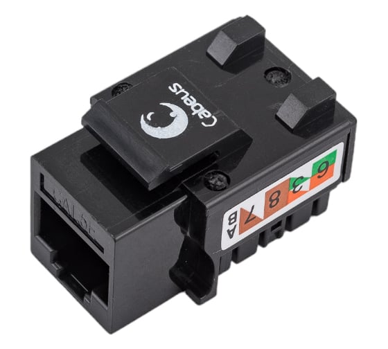 Вставка Keystone Cabeus Jack RJ-45, категория 5e, заделка тип 110, черная KJ-RJ45-Cat.5e-90-BK