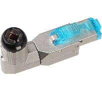 Разъем полевой оконцовки Hyperline PLUD-A-8P8C-S-C8-SH RJ-45 (8P8C) под витую пару, угловой, для одножильного кабеля, toolless, категория 8, экранированный, накручивающийся хвостовик, IDC 45