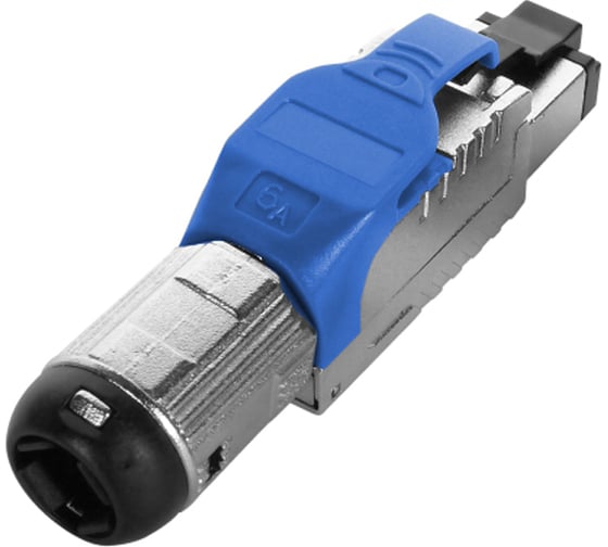 Разъем полевой оконцовки Hyperline PLUE-8P8C-S-C6A-SH-BL RJ-45 (8P8C) под витую пару, для одножильного кабеля, toolless, категория 6A, экранированный, накручивающийся хвостовик, синий 403346 1