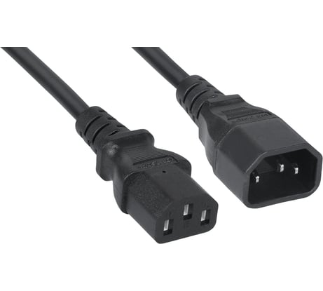 Кабель питания Cabeus монитор-компьютер IEC 320 C13 - IEC 320 C14 (3x1.0), 1.2 м PC-189-VDE-1.0-1.2M