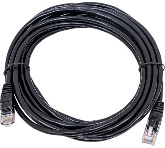 Неэкранированный патч-корд Cabeus U/UTP, категория 5е, 2xRJ45/8p8c, черный, PVC, 5м PC-UTP-RJ45-Cat.5e-5m-BK