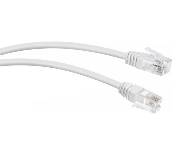 Телефонный патч-корд Cabeus 2x6р4с, белый, PVC, 5 м PC-TEL-RJ12-5m