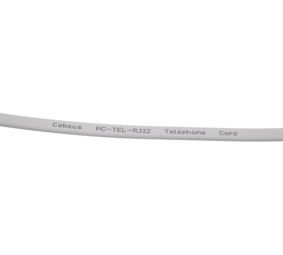 Телефонный патч-корд Cabeus 2x6р4с, белый, PVC, 0.5 м PC-TEL-RJ12-0.5m
