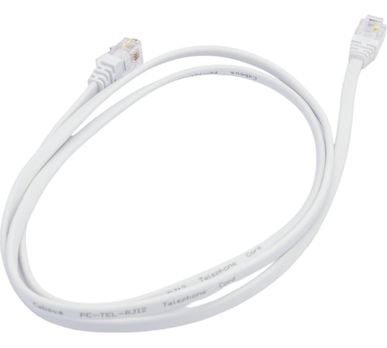 Телефонный патч-корд Cabeus 2x6р4с, белый, PVC, 1 м PC-TEL-RJ12-1m