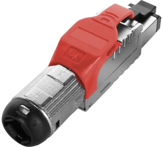 Разъем полевой оконцовки Hyperline PLUE-8P8C-S-C6A-SH-RD RJ-45 (8P8C) под витую пару, для одножильного кабеля, toolless, категория 6A, экранированный, накручивающийся хвостовик, красный 4033 1